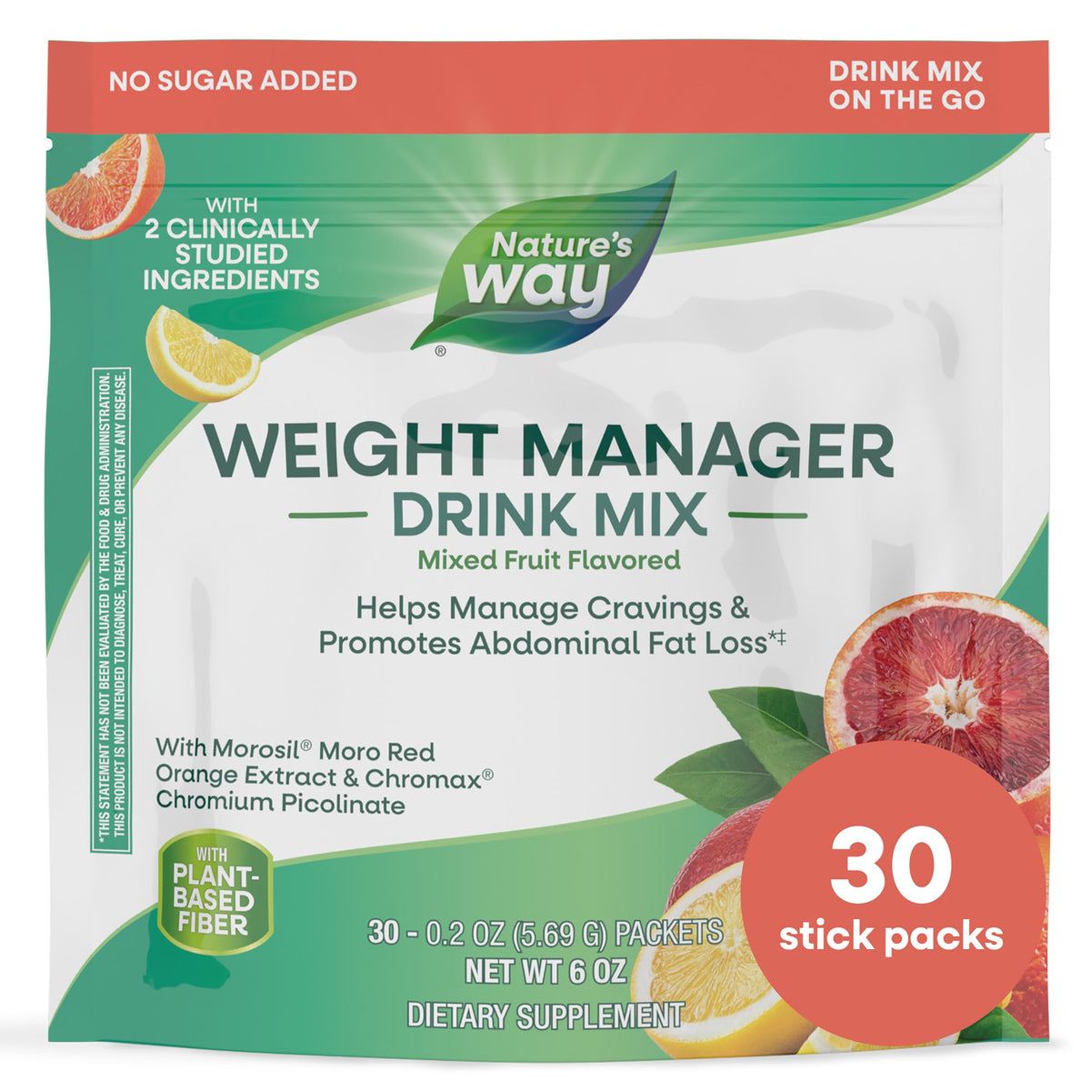 Nature's Way Weight Manager : pochette ouverte prête à se mélanger après le repas.