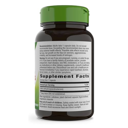 Nature's Way Youthful You DHEA 5 mg, bouteille, accessibilité pour routine quotidienne.