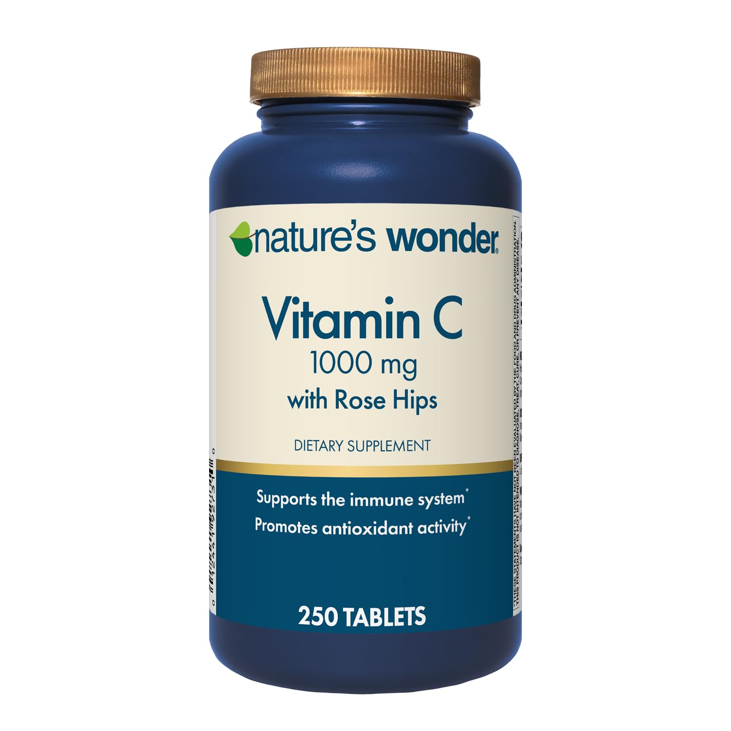 Nature's Wonder Vitamine C 1000 mg dans bouteille, soutien immunitaire potentiel.