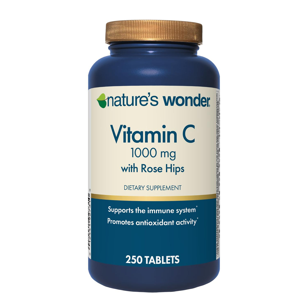 Nature's Wonder Vitamine C 1000 mg dans bouteille, soutien immunitaire potentiel.