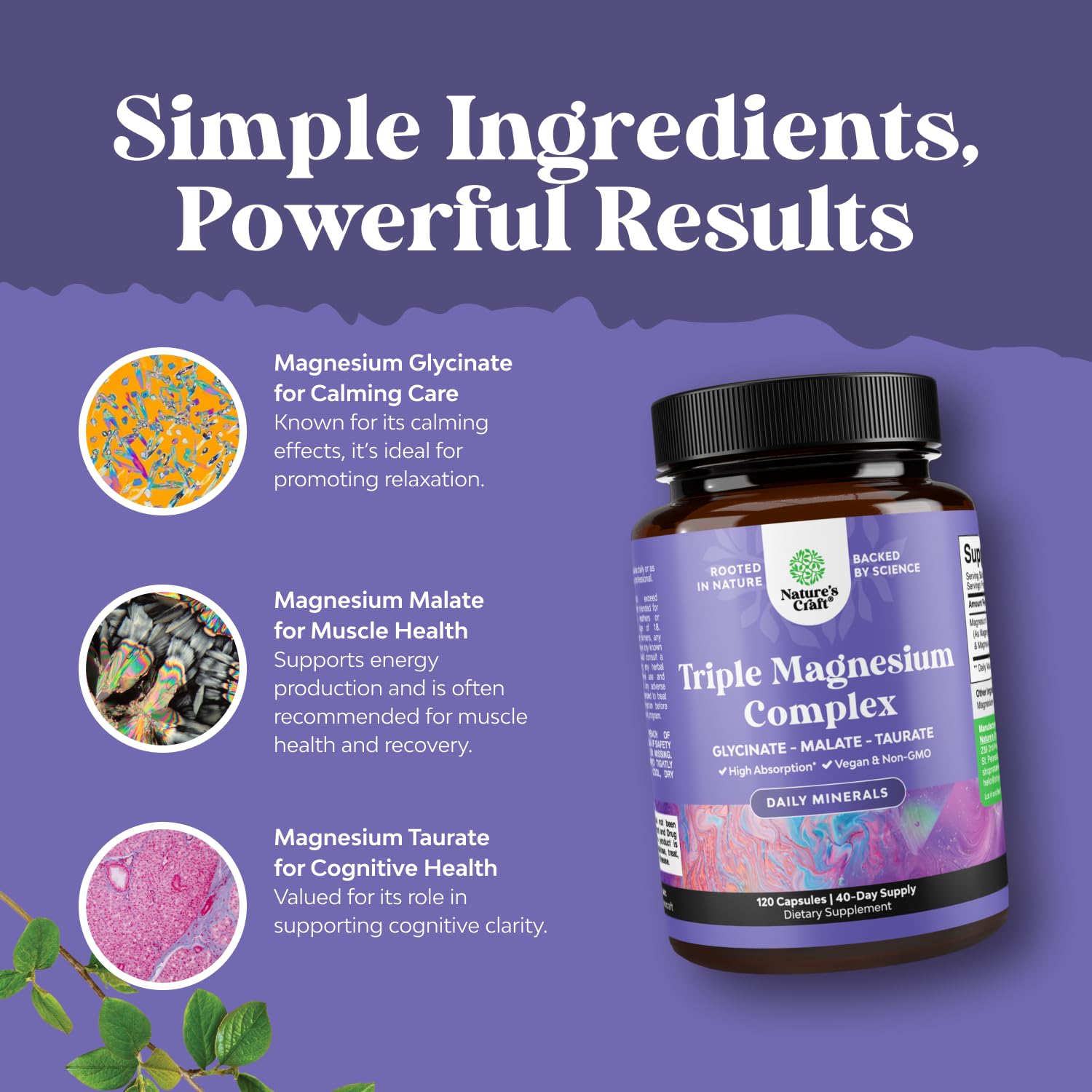 Magnésium malate Natures Craft pour relaxation et confort digestif.