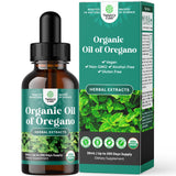 Gouttes d'origan biologique Natures Craft sur bouteille, soutien digestif équilibré.