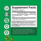 Natures Craft TUDCA: étiquette du produit affichant dosage et pureté.
