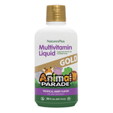 NaturesPlus Animal Parade flacon liquide pour enfants au goût tropical, soutien nutritionnel potentiel.