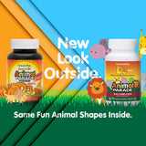 NaturesPlus Animal Parade D3 enfants, flacon double pack pratique pour les routines familiales