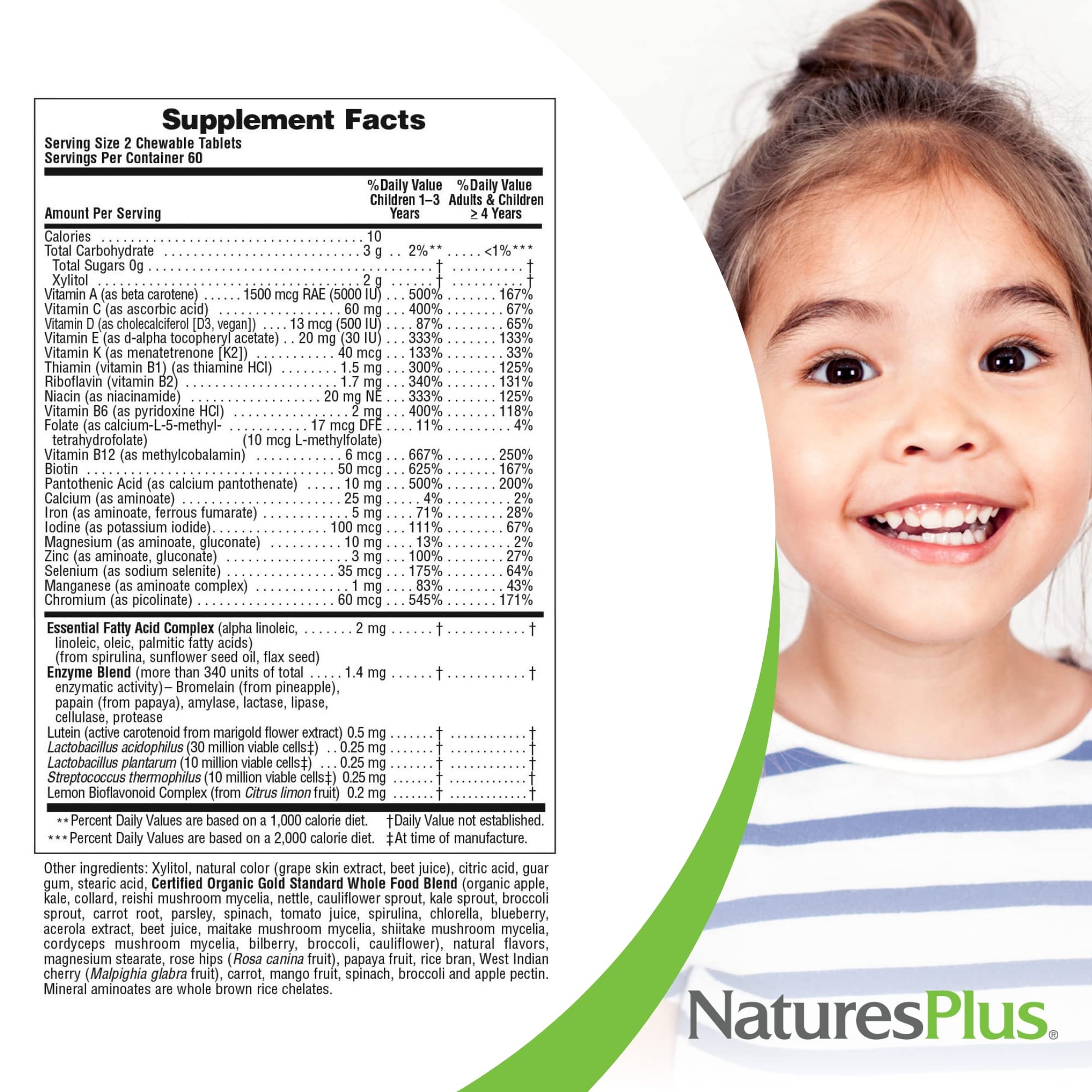 NaturesPlus Animal Parade Gold — forme animale attrayante et facilité de mastication, idéal pour les repas scolaires.