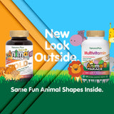 NaturesPlus Animal Parade Gold — formes animaux gommes, goût agréable pour les enfants.