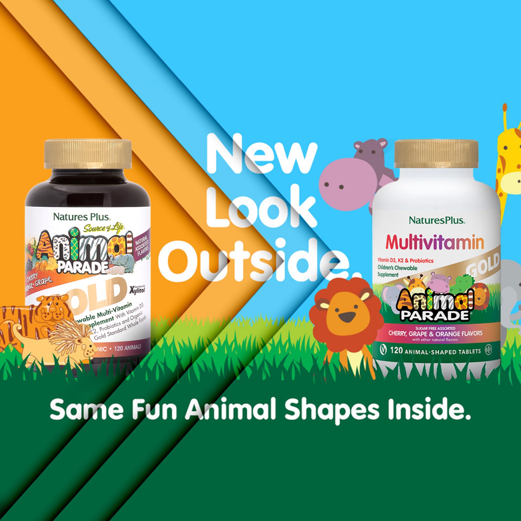 NaturesPlus Animal Parade Gold — formes animaux, rend le goûter ludique.