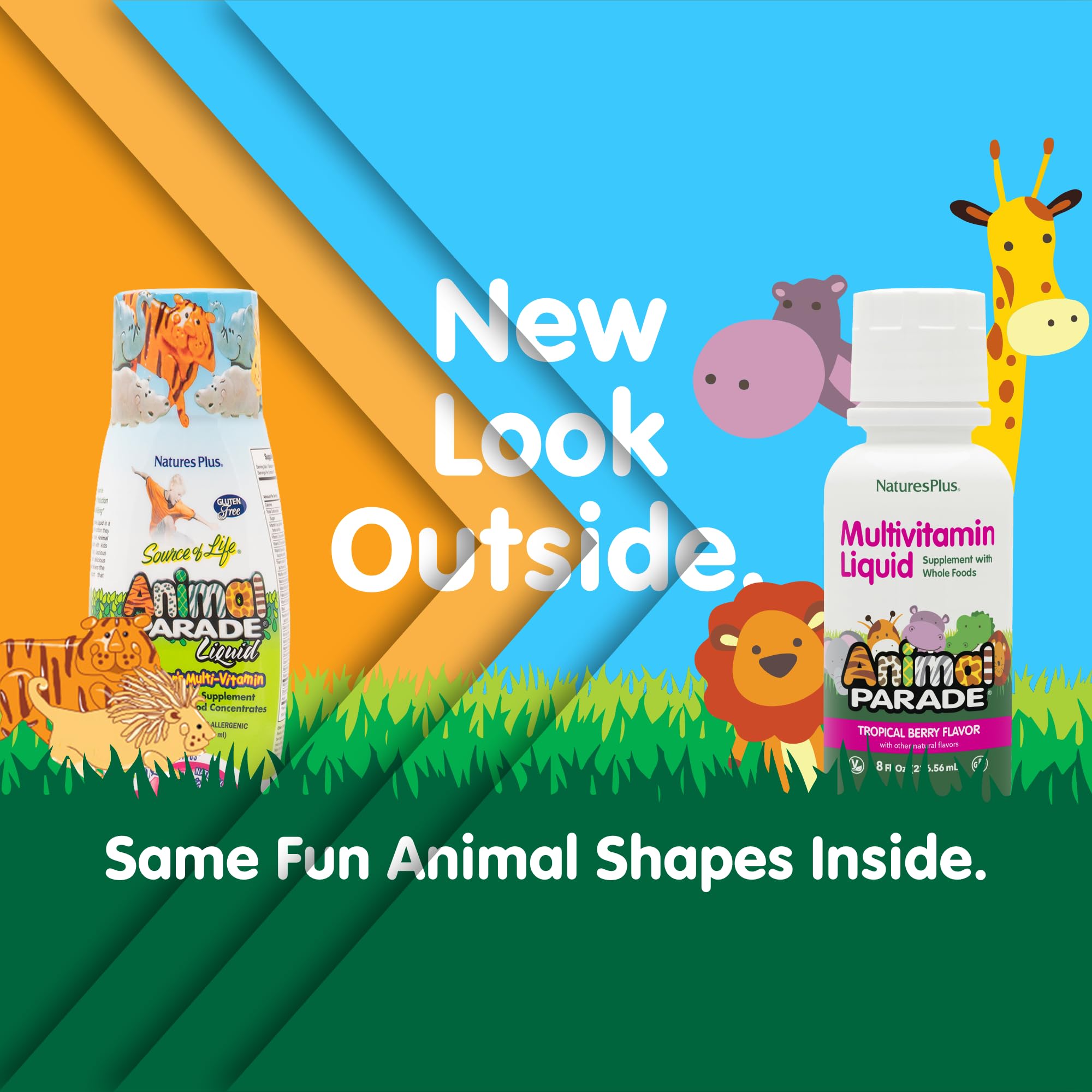 NaturesPlus Animal Parade, goût tropical de baies, apprécié par les enfants lors du repas.