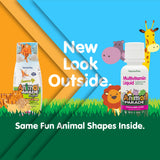 NaturesPlus Animal Parade, goût tropical de baies, apprécié par les enfants lors du repas.