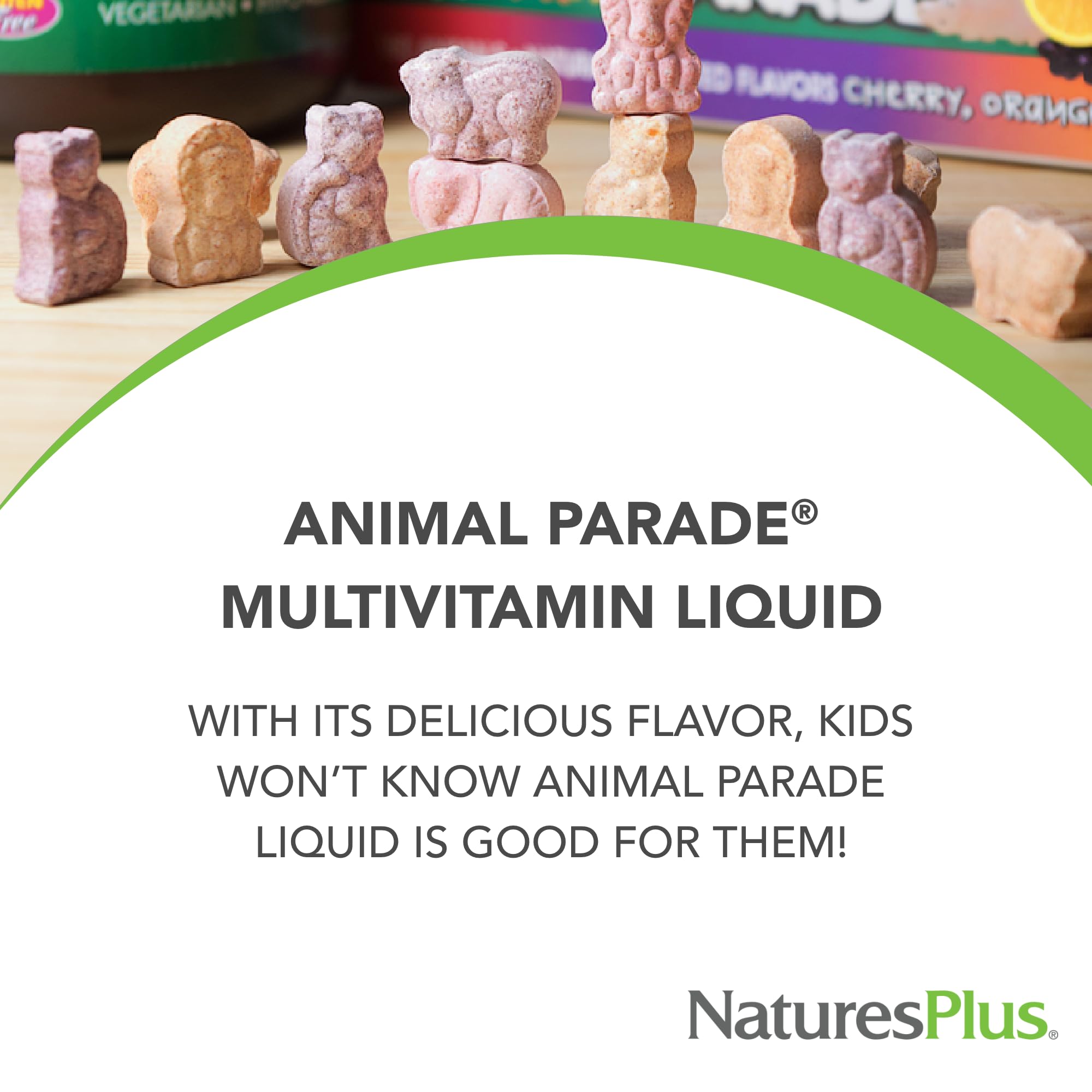 NaturesPlus Animal Parade: gouttes-doseuses faciles à mesurer pour doser les vitamines.