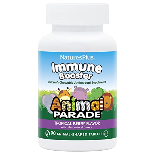 NaturesPlus Animal Parade Immun Booster – bouteille attrayante, soutien immunitaire potentiel pour enfants, goût tropical