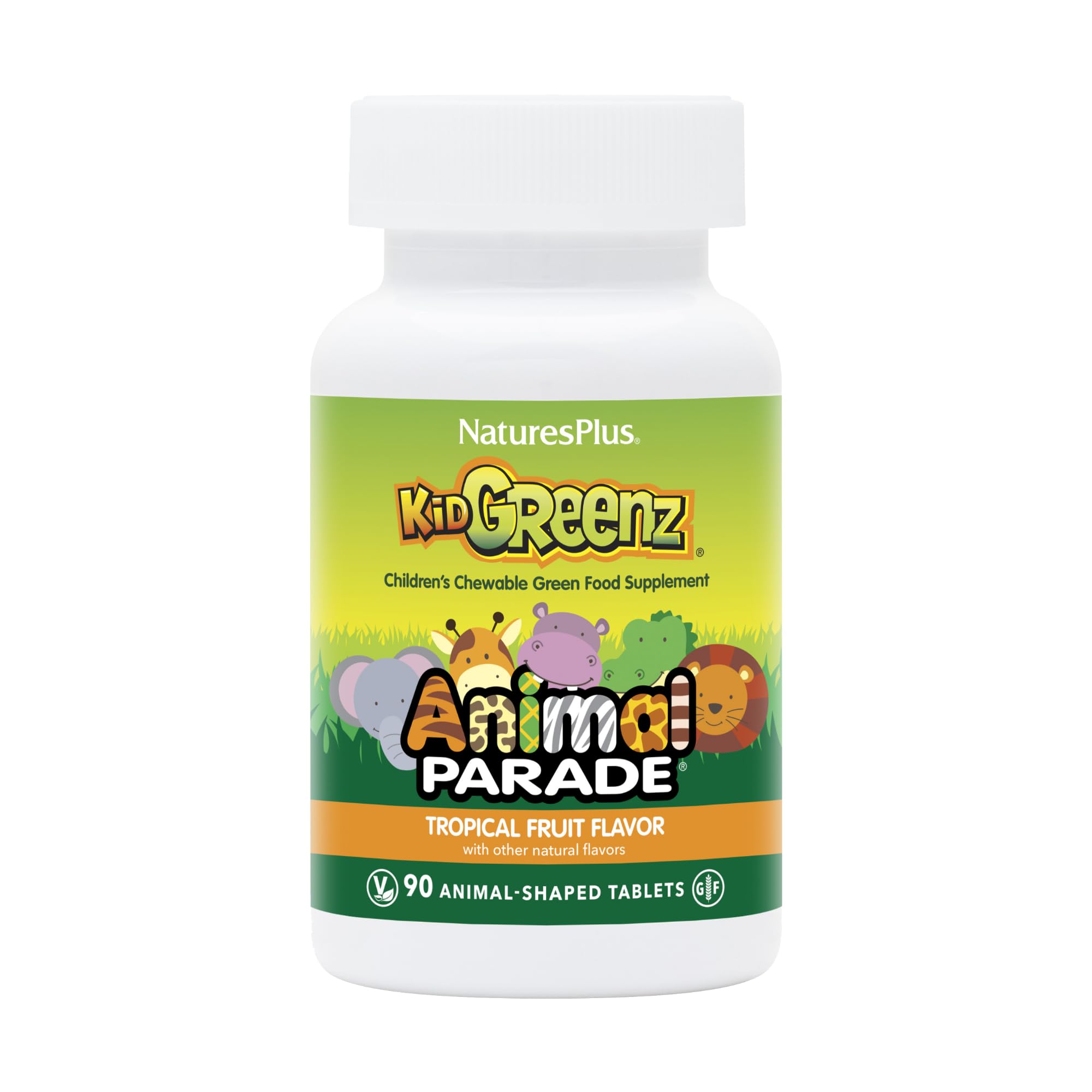 Bouteille NaturesPlus Animal Parade KidGreenz prête pour les compléments quotidiens des enfants