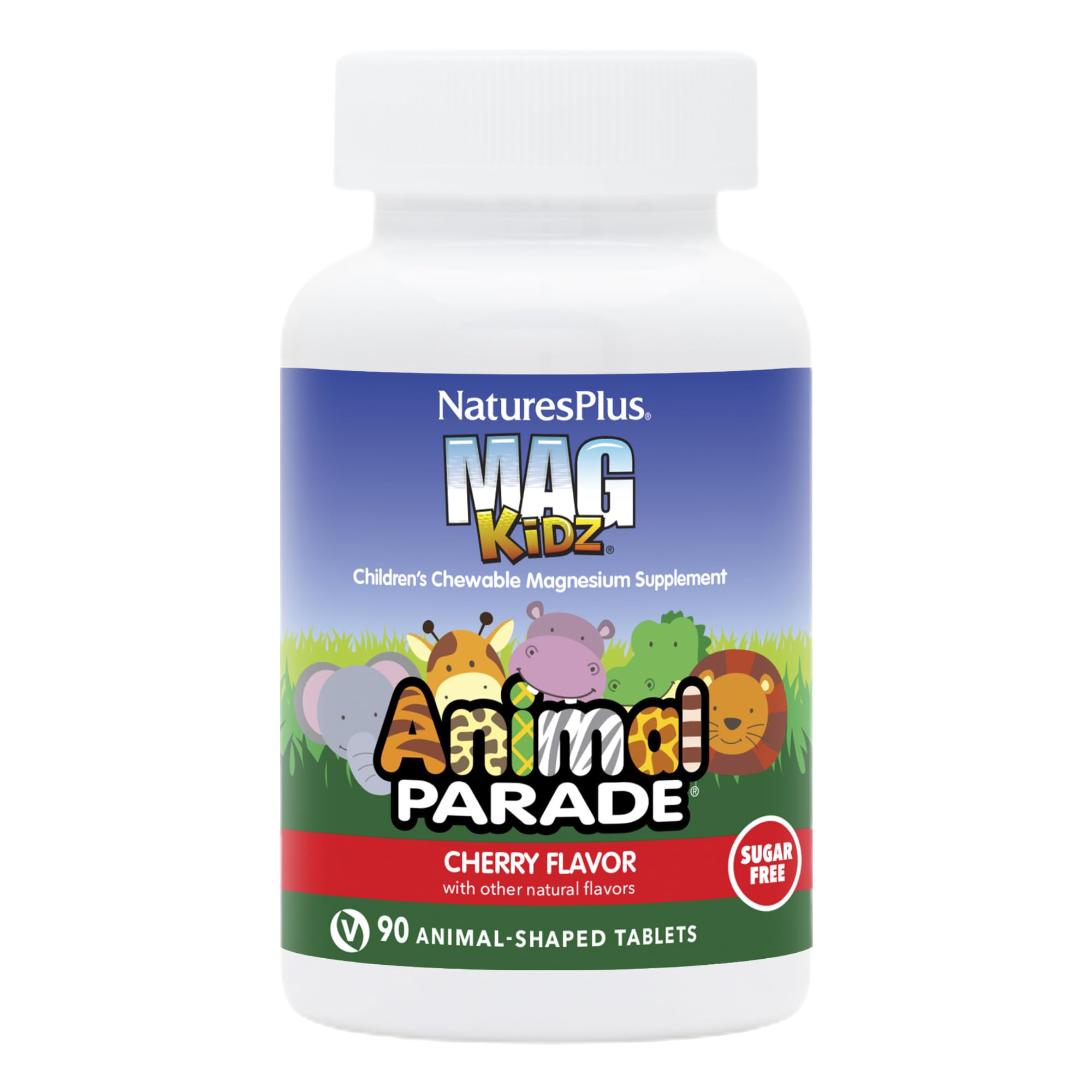 NaturesPlus Animal Parade MagKidz gommes cerise à mâcher, goût agréable et soutien au développement