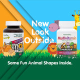 NaturesPlus Animal Parade saveur cerise naturelle, goût agréable sans colorants artificiels.