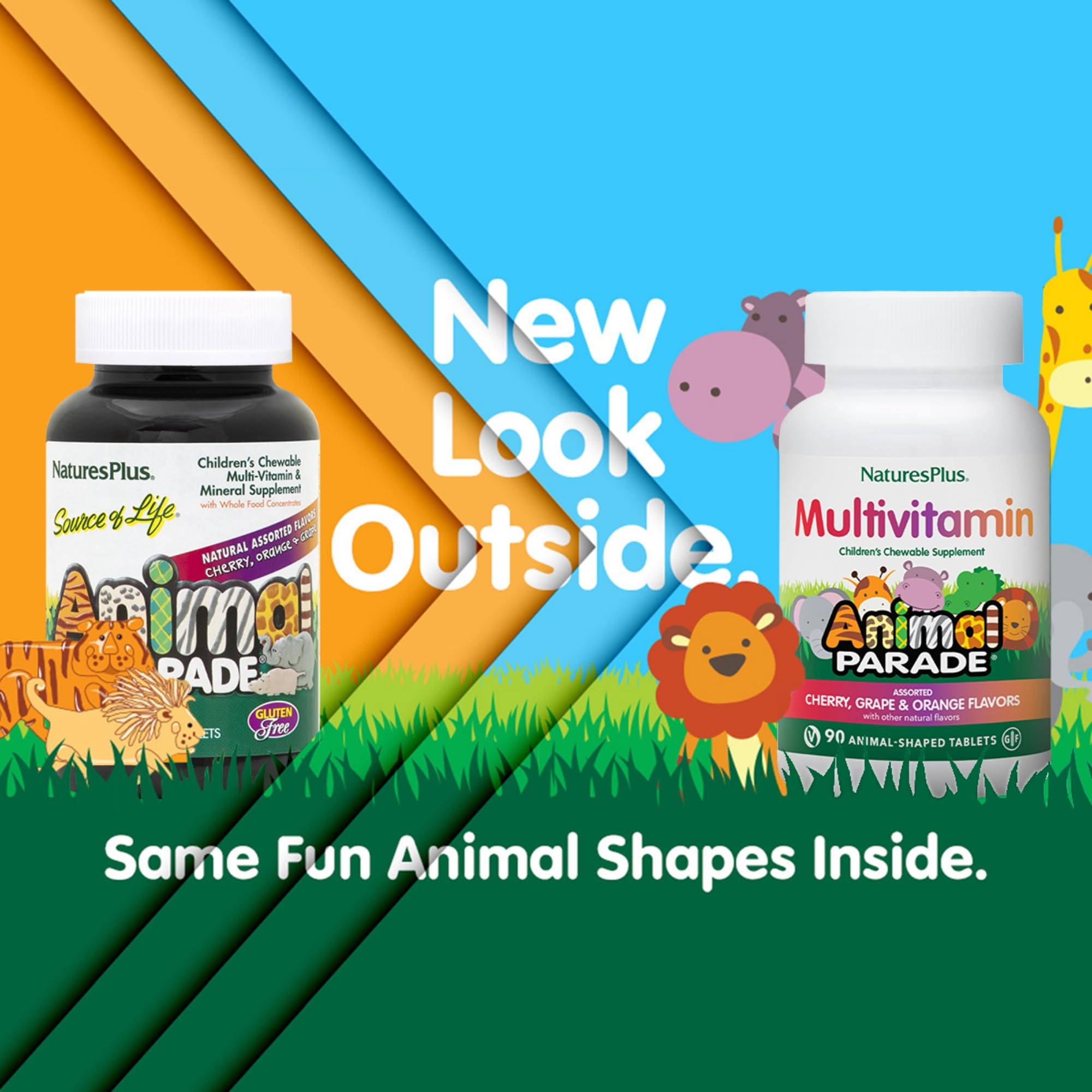 NaturesPlus Animal Parade, saveurs naturelles cerise, raisin et orange.