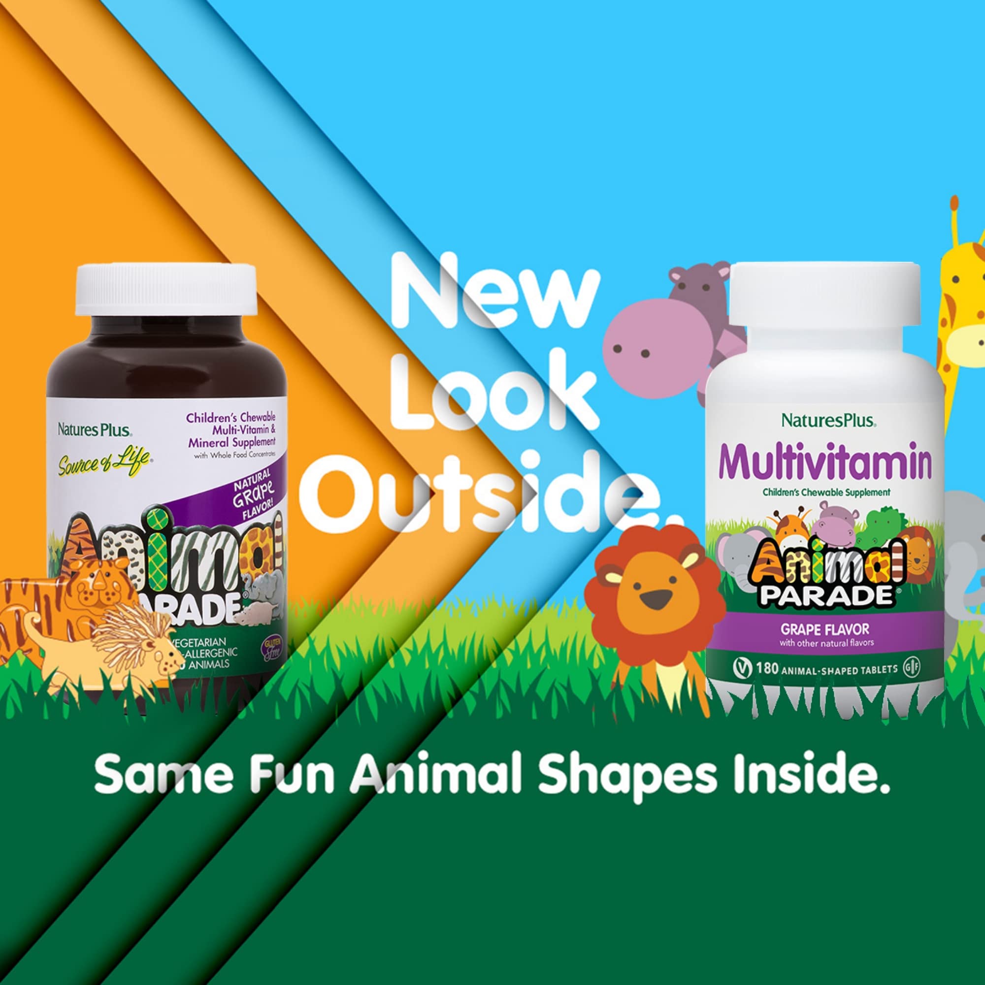 Animal Parade par NaturesPlus, formes animales ludiques — facilite l'habitude de prise quotidienne