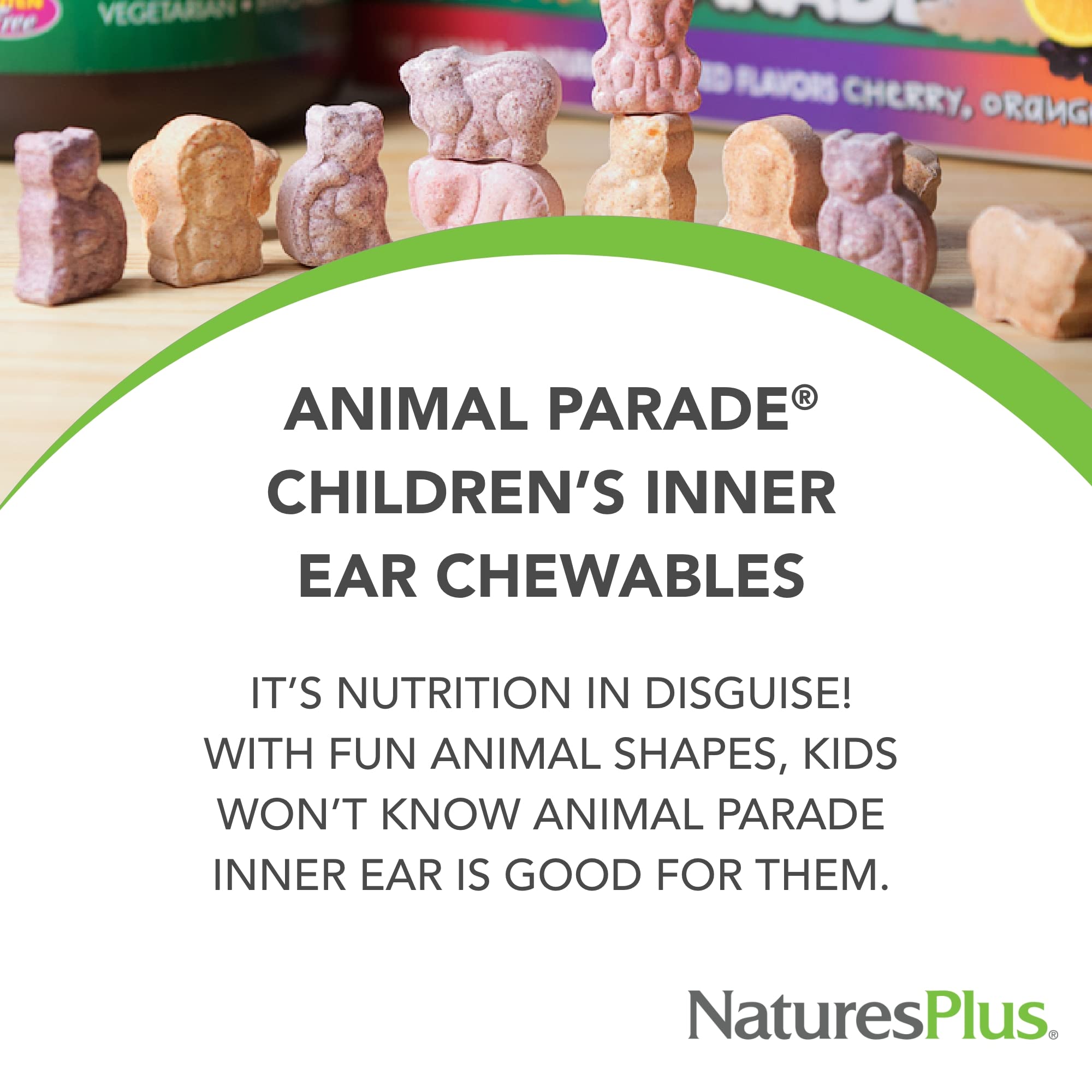 NaturesPlus Animal Parade, tablettes chat — goût cerise naturelle idéal pour l'heure du goûter.