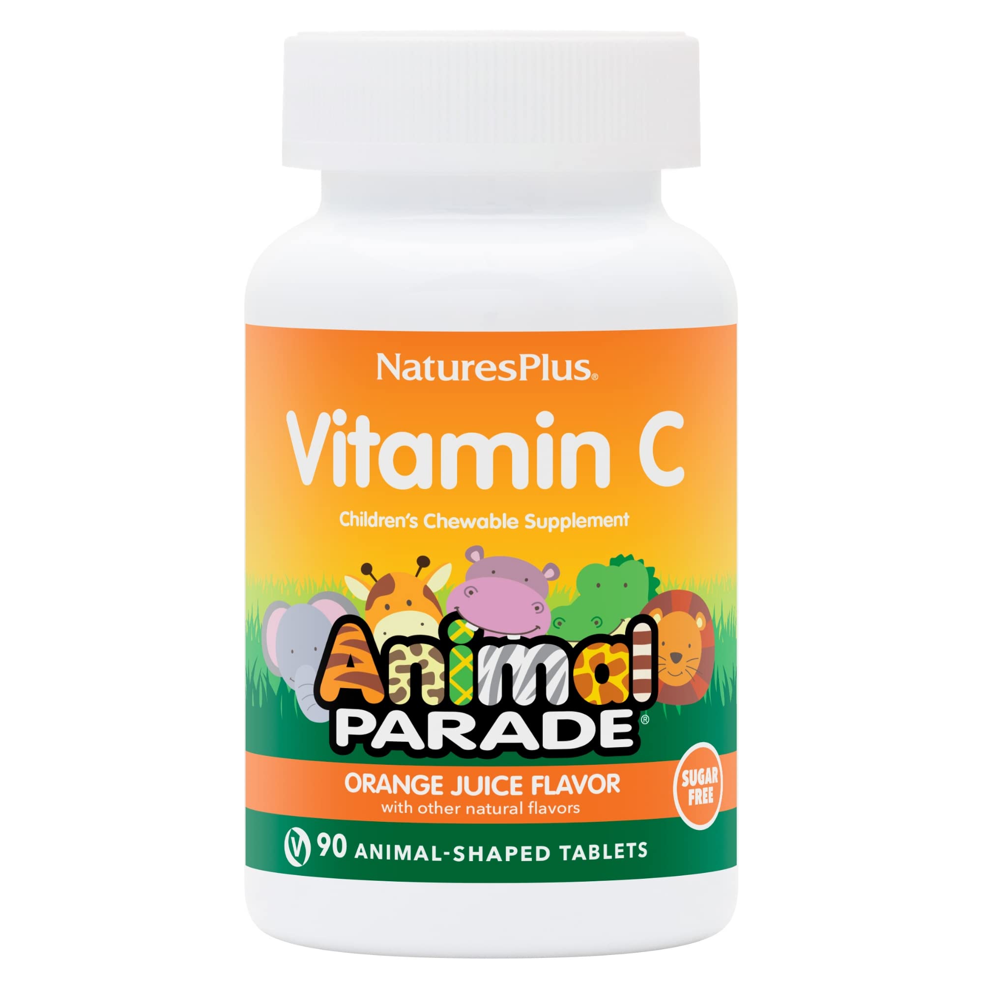 NaturesPlus Animal Parade vitamine C sans sucre, pastille à mâcher pour l'immunité enfantine