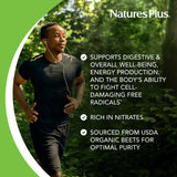 Ingrédients riches en nitrates dans les capsules NaturesPlus Beet biologique.