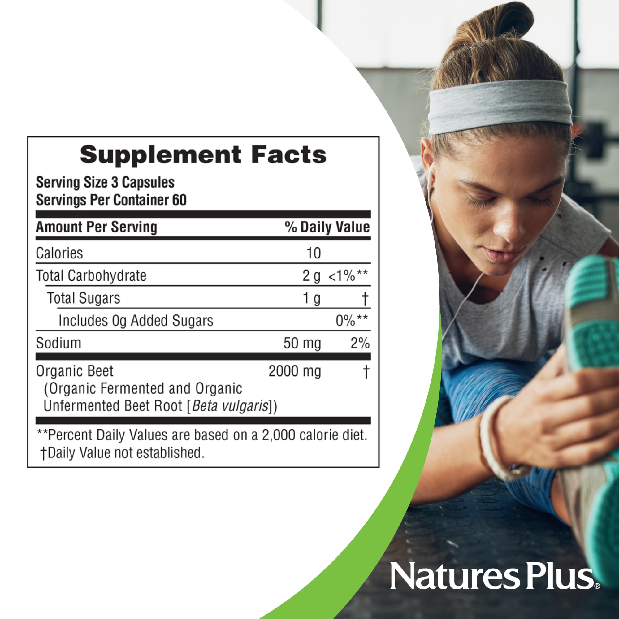 Capsules Beets biologiques NaturesPlus – utilisation sans cuisson ou préparation.