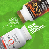 NaturesPlus Beyond CoQ10, bouteille ouverte, accès rapide à la dose quotidienne.