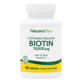 NaturesPlus Biotine 10 000 mcg, bouteille prête pour soutenir cheveux et ongles.