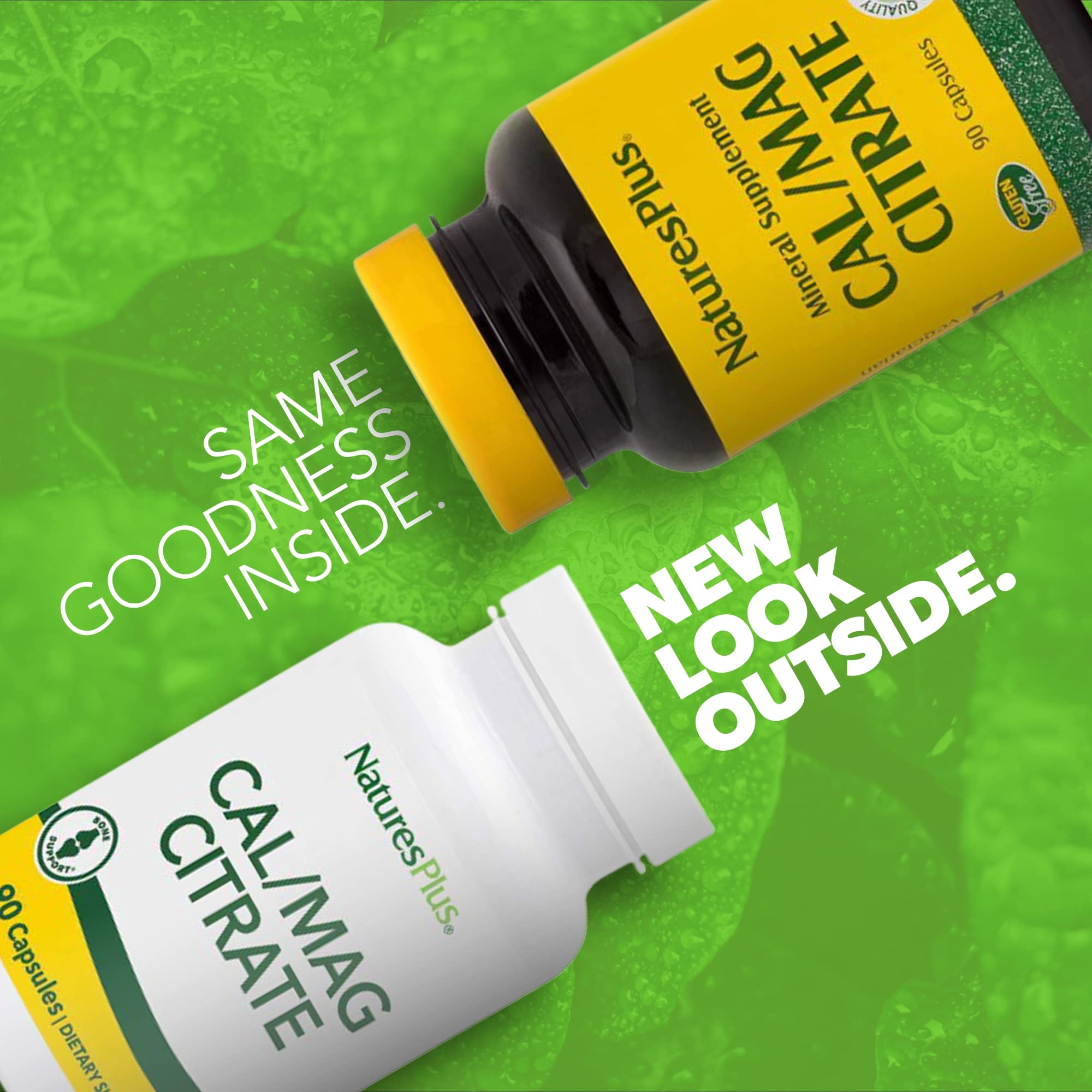 NaturesPlus Cal/Mag Citrate, etiquette et ingrédients clairs.