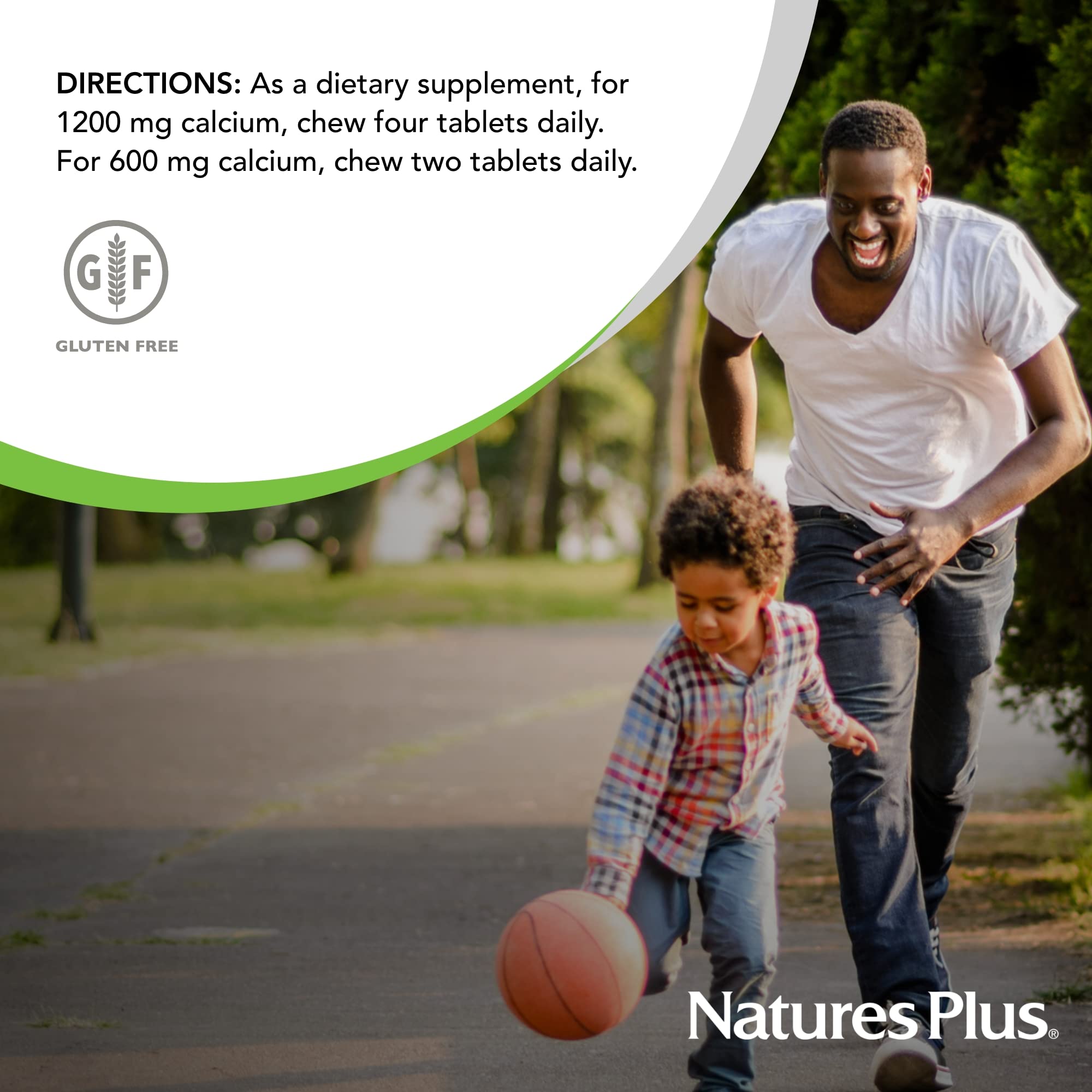 Étiquette claire NaturesPlus Cal/Mag/Vit D3/K2 sur fond neutre