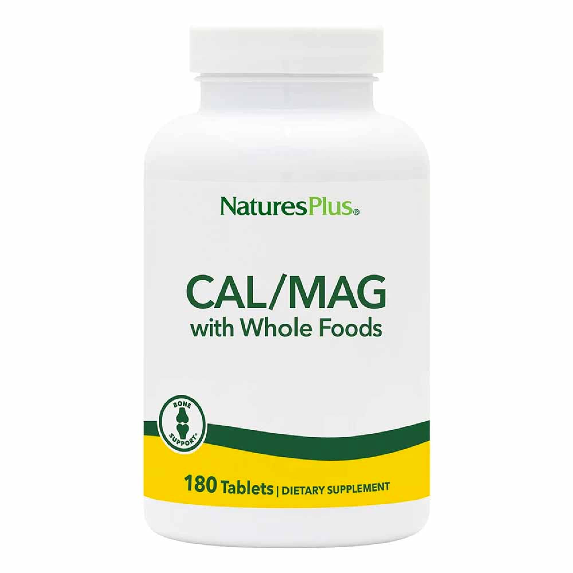 NaturesPlus Calcium et Magnésium – boîte 180 tablettes, soutien des os et énergie.