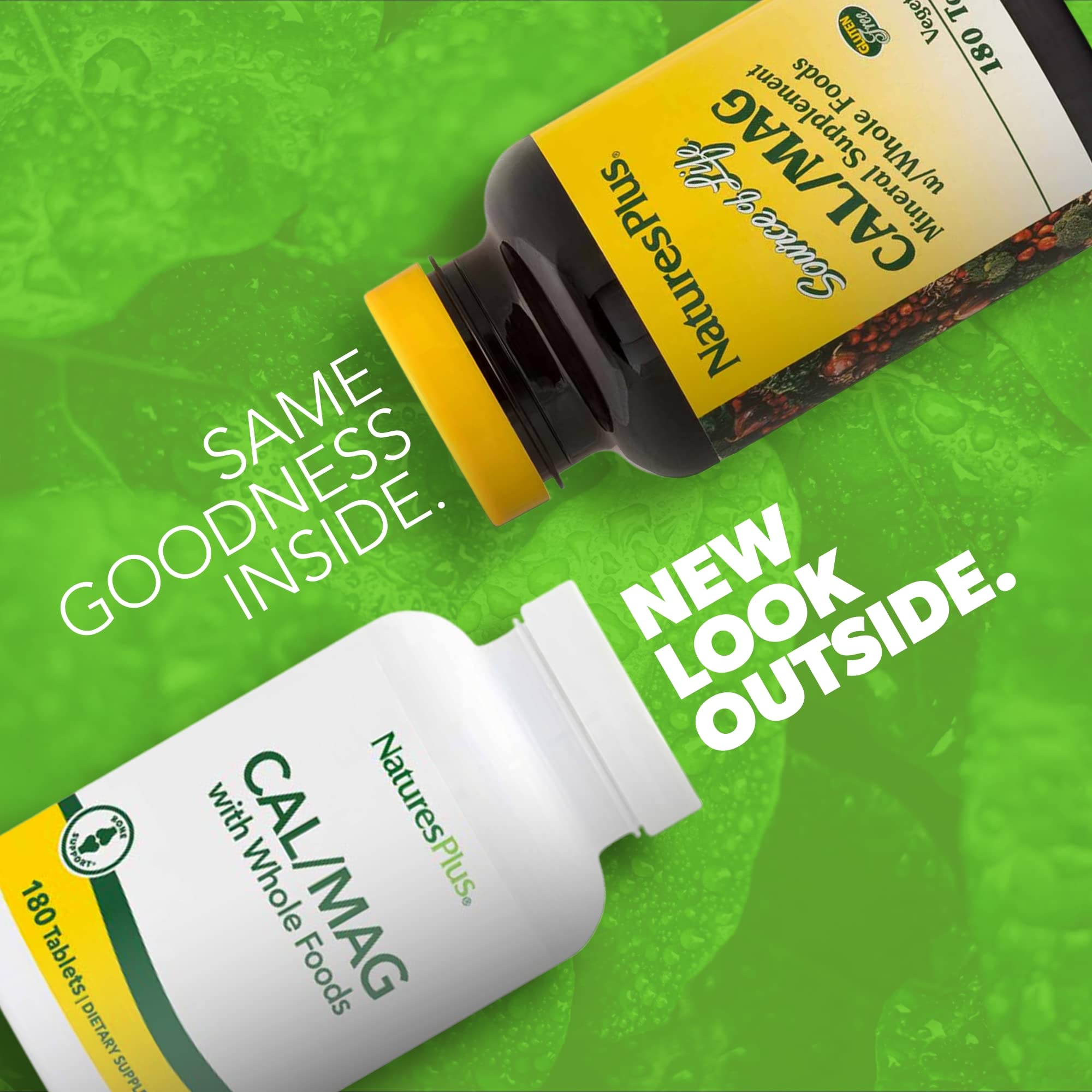 NaturesPlus Calcium et Magnésium – prise quotidienne pour soutenir os et muscles.