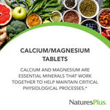 NaturesPlus Calcium-Magnésium – Étiquette: ingrédients naturels et qualité fiable.