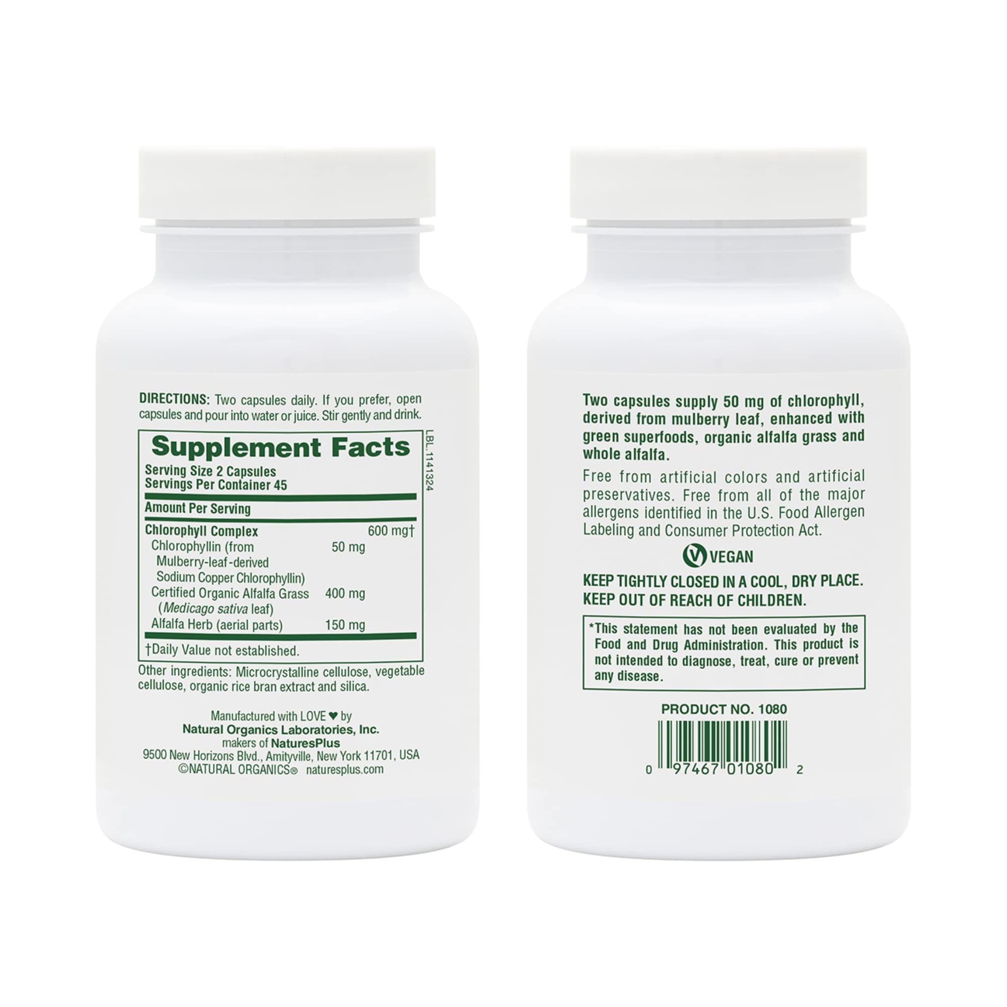 NaturesPlus Chlorophyll Complex – gélules, forme pratique et facile à prendre