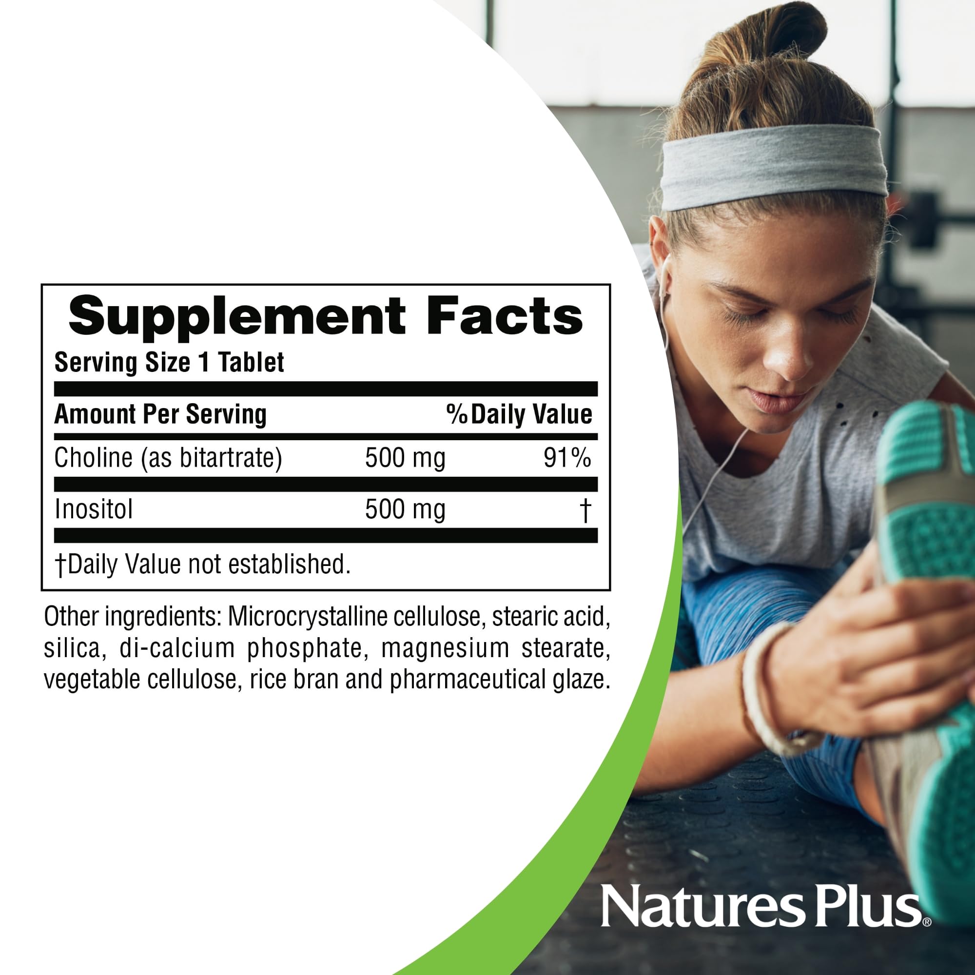 NaturesPlus Choline et Inositol – prise de tablette: geste simple à intégrer au quotidien.