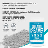 Cuillère-doseuse NaturesPlus Collagen Creamer Vanille; dosage pratique pour chaque portion.