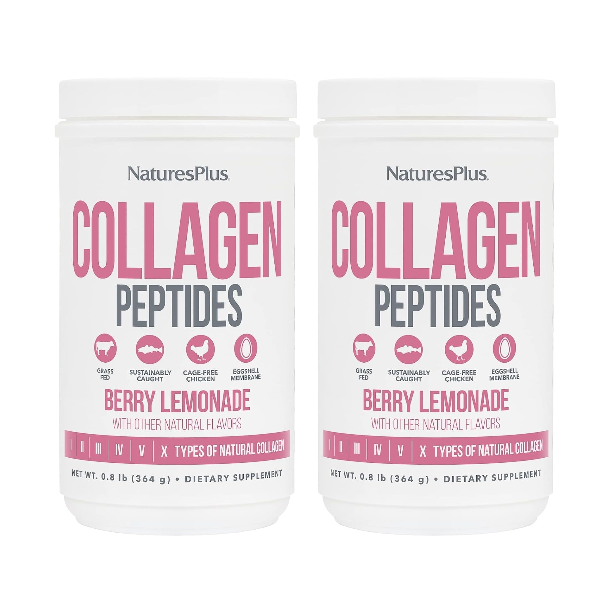 NaturesPlus Collagen Peptides Limonade aux Baies dans pot : soutien potentiel cheveux et peau.