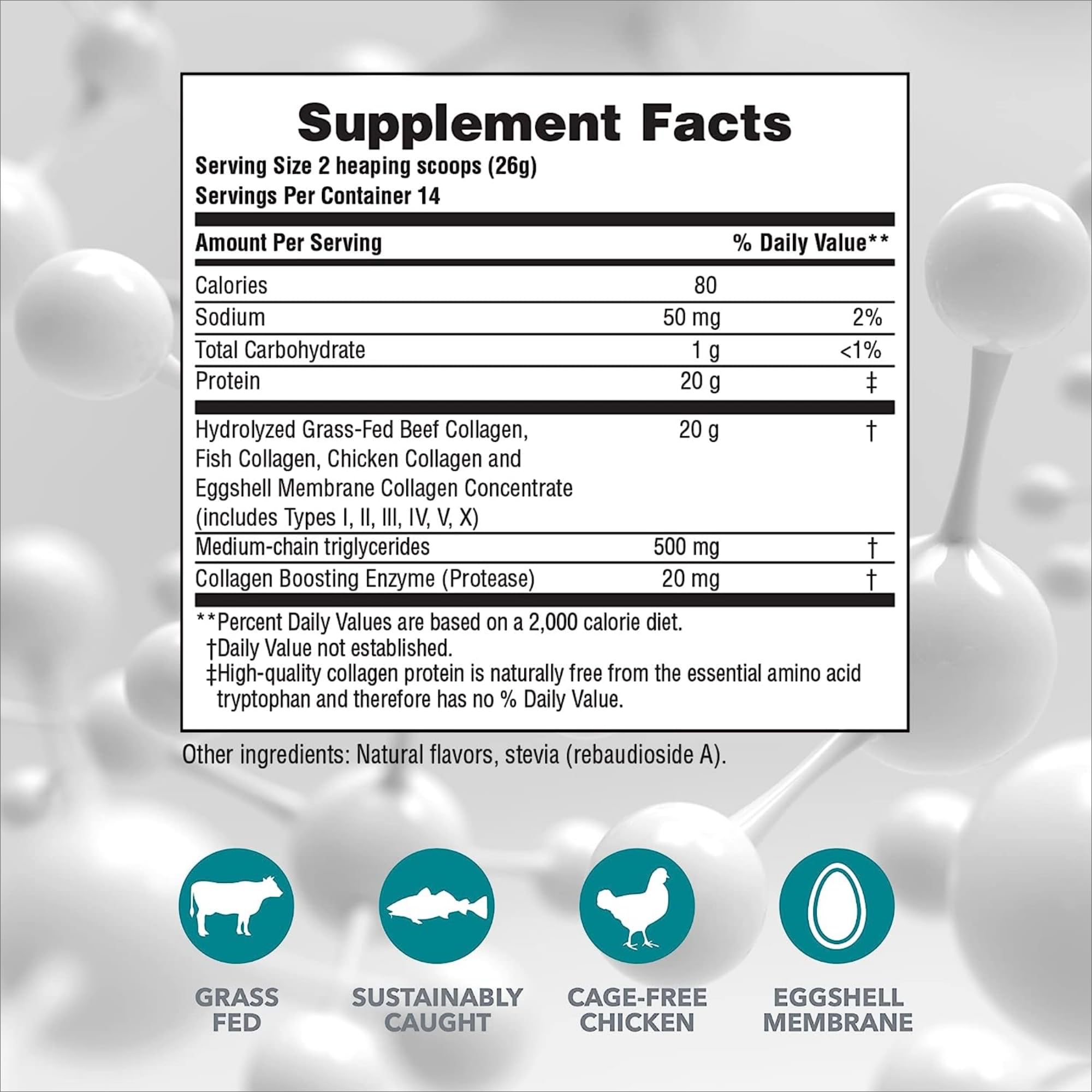 NaturesPlus Collagen Peptides Vanille — cuillère-doseur pratique pour doser facilement dans smoothies