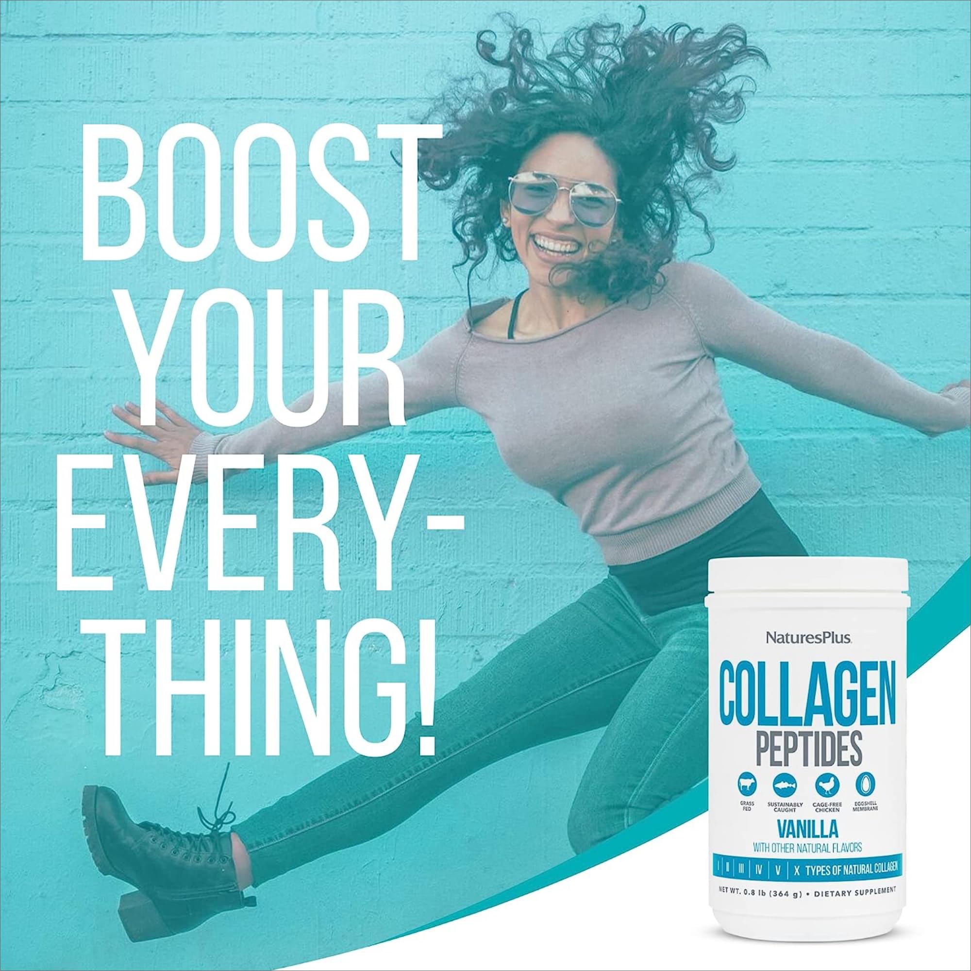 NaturesPlus Collagen Peptides Vanille — poudre vanille sans OGM et sans gluten