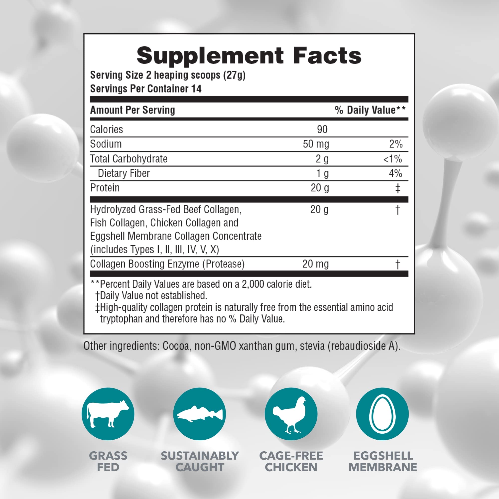 NaturesPlus Collagène Peptides Chocolat, poudre: mélange facile dans boissons.