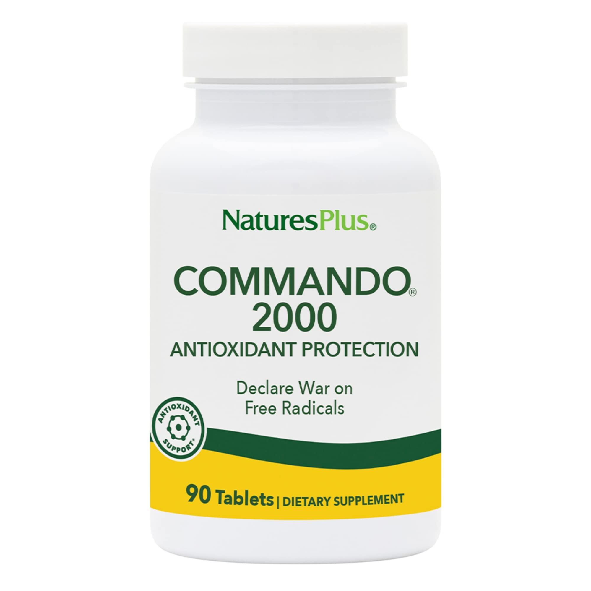 NaturesPlus Commando 2000 — bouteille de comprimés pour soutien antioxydant quotidien.