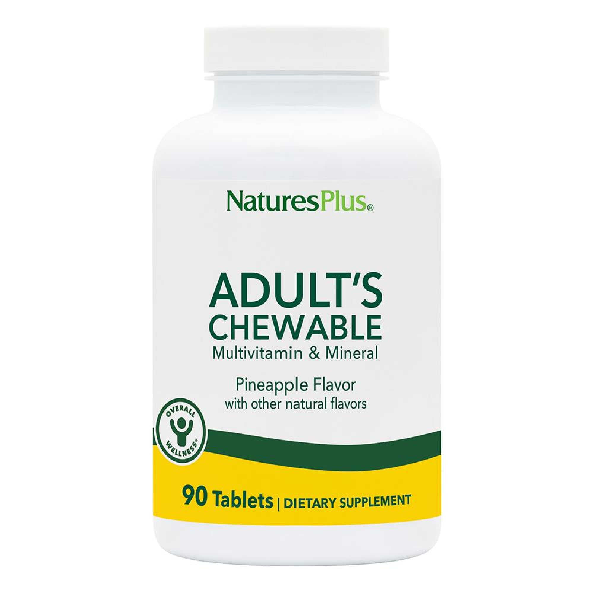 Gommes adultes NaturesPlus au goût ananas, parfaites pour une routine quotidienne.