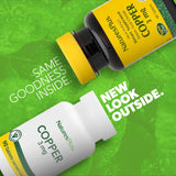 NaturesPlus Copper 3 mg, emballage clair rappelant le contenu 90 comprimés