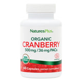 NaturesPlus Cranberry 500 mg — bouteille visible, capsules faciles à prendre.