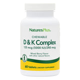 NaturesPlus D & K Complex — emballage, goût baies rouges, soutien potentiel du métabolisme du calcium