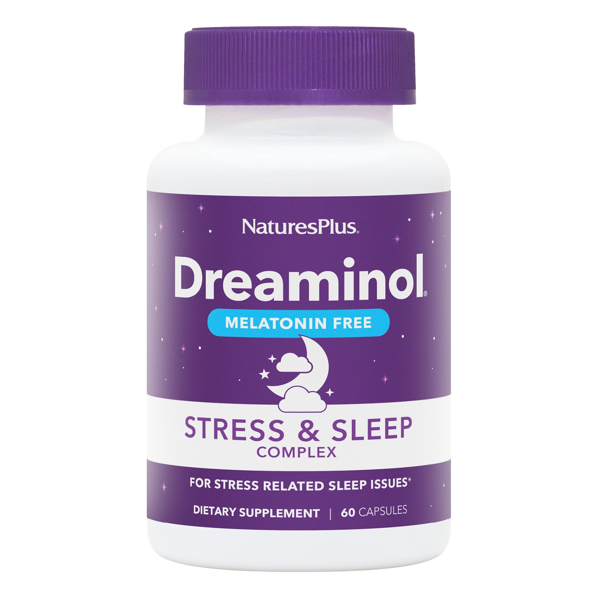 NaturesPlus DREAMINOL, flacon, soutient potentiellement le calme et le sommeil.