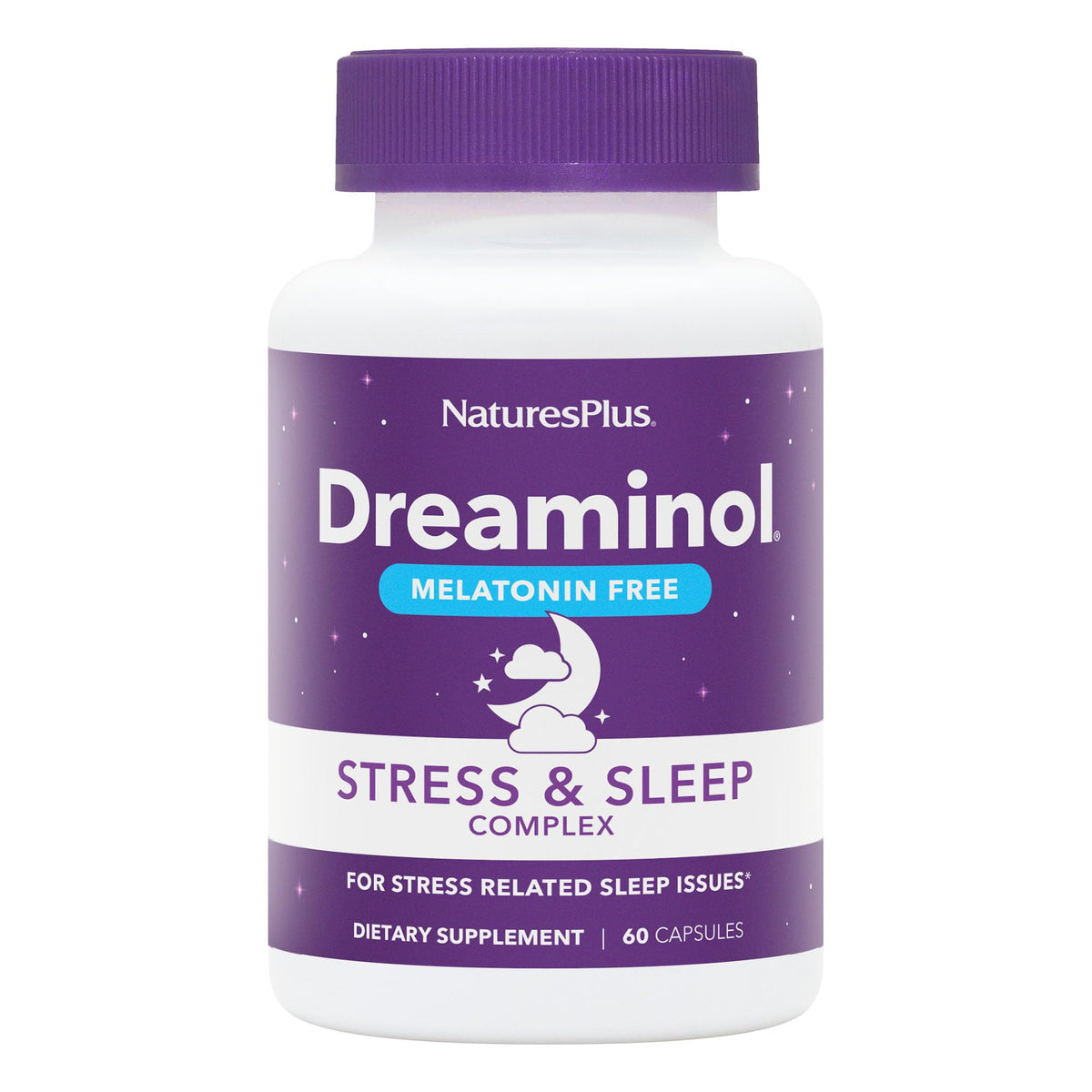 NaturesPlus DREAMINOL, flacon, soutient potentiellement le calme et le sommeil.