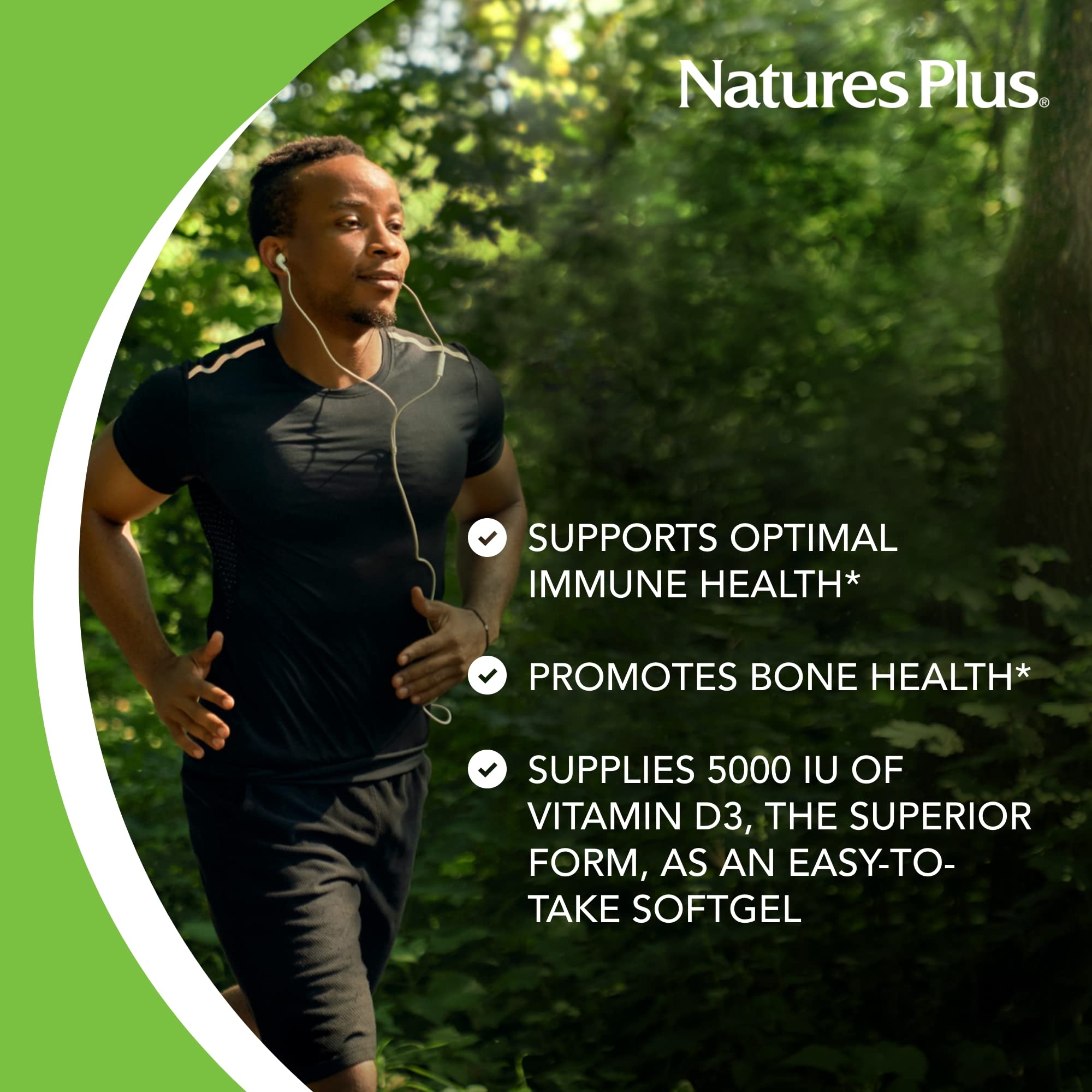 NaturesPlus étiquette vitamine D3 détail clair sur l'apport quotidien.