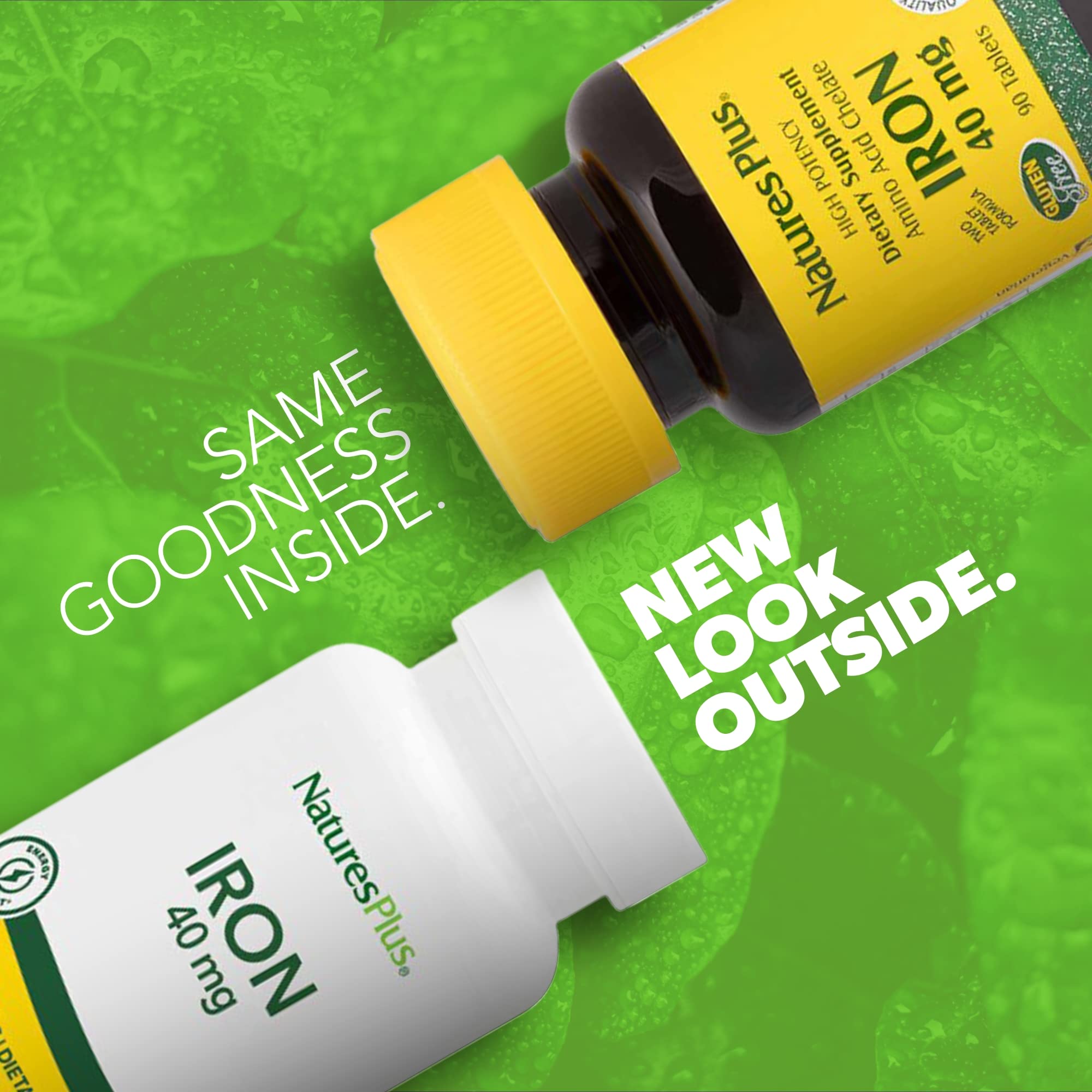 NaturesPlus Fer, comprimés végétariens, soutien énergie et vitalité.