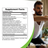 Nature's Plus GI Natural Probiotic Men – étiquette indiquant 60 milliards de bactéries et 21 souches.