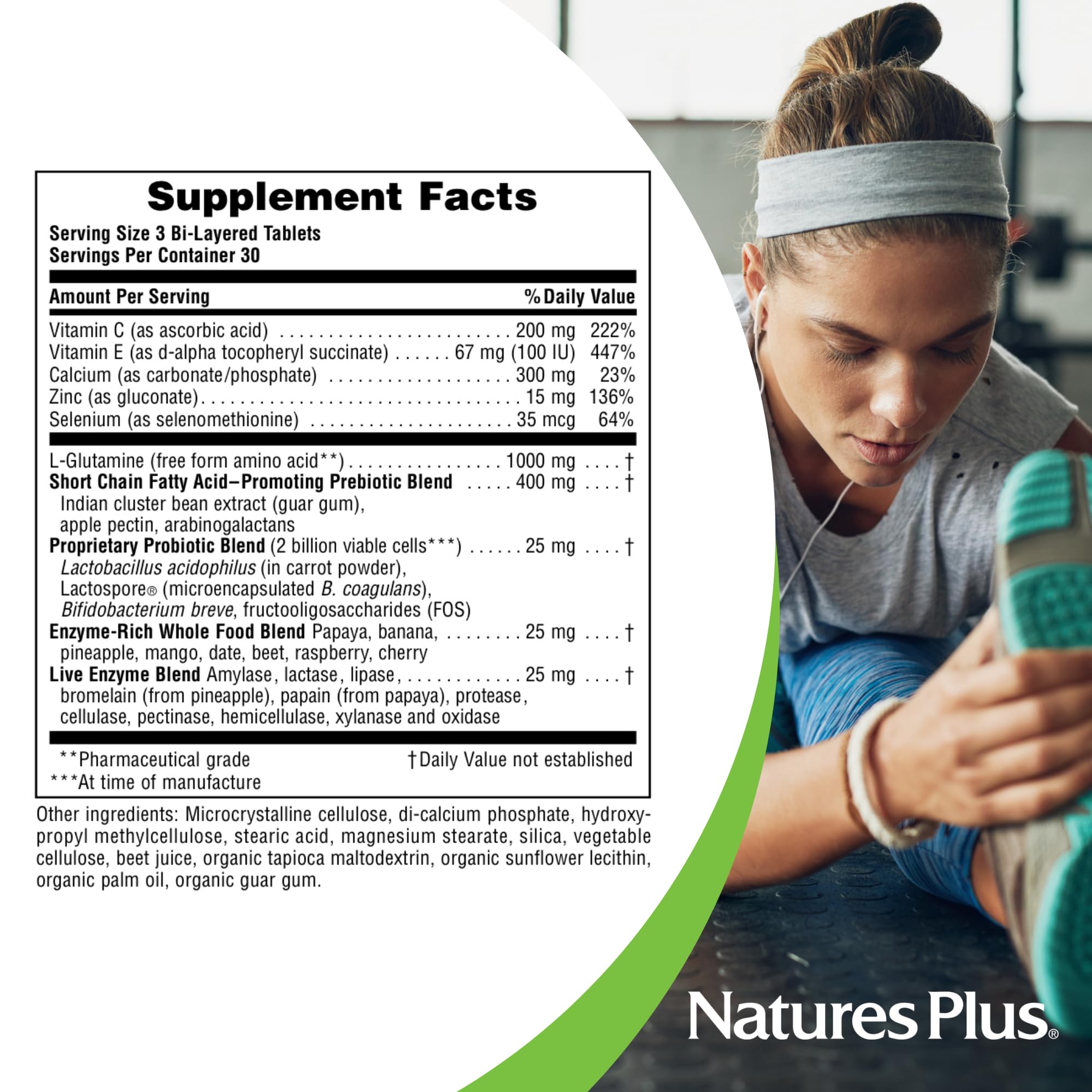 NaturesPlus GI Natural – probiotiques et prébiotiques, soutien potentiellement équilibré de la flore intestinale.